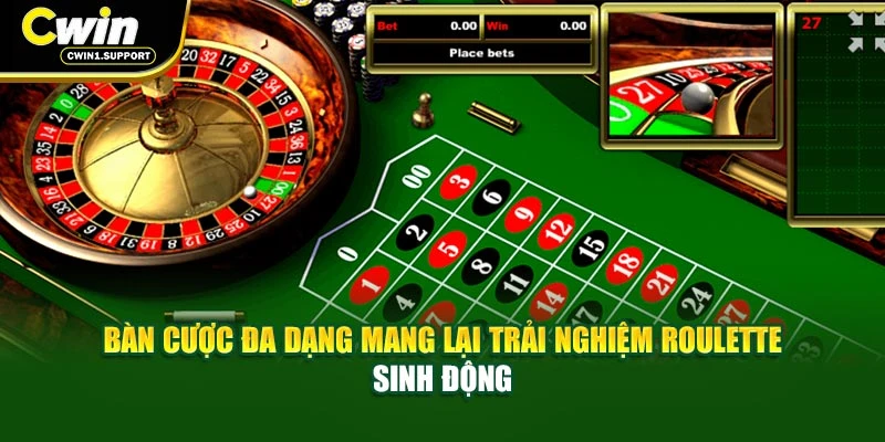 Bàn cược đa dạng mang lại trải nghiệm Roulette sinh động