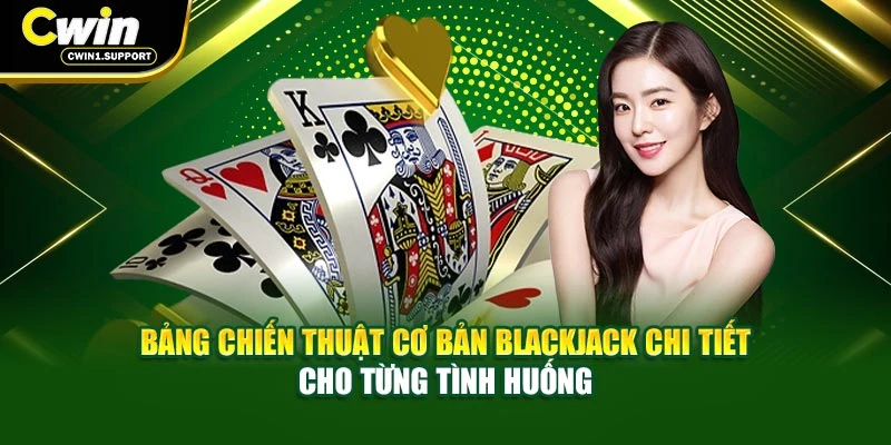 Bảng chiến thuật cơ bản blackjack chi tiết cho từng tình huống