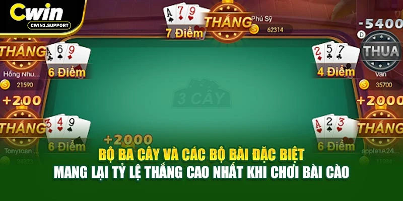 Bộ ba cây và các bộ bài đặc biệt mang lại tỷ lệ thắng cao nhất khi chơi bài cào